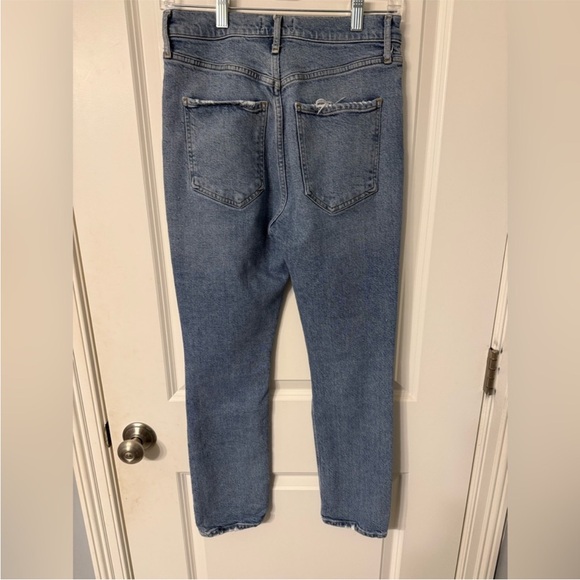 AGOLDE Riley 90s High Rise Straight Crop Distressed Button Fly Jeans size 27 EUC - Picture 4 of 5